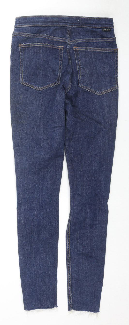 Pull&Bear Womens Blue Cotton Skinny Jeans Size 10 L27 in Regular Zip