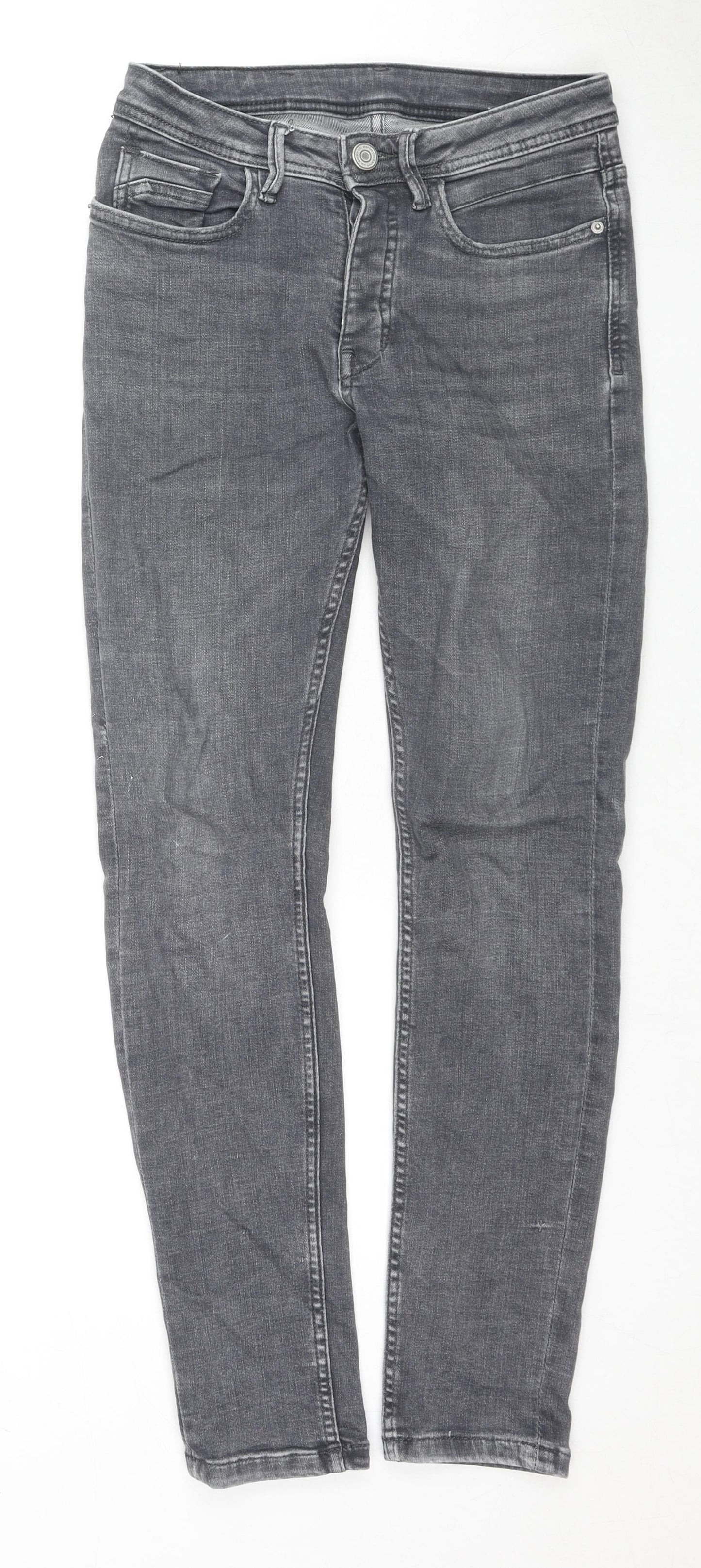 Denim & Co. Mens Grey Cotton Skinny Jeans Size 28 in L30 in Regular Zip