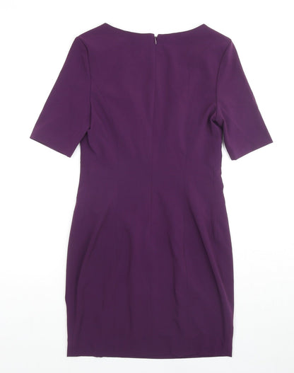 VERO MODA Womens Purple Polyester A-Line Size XS Round Neck Zip - Label Size 160/80A