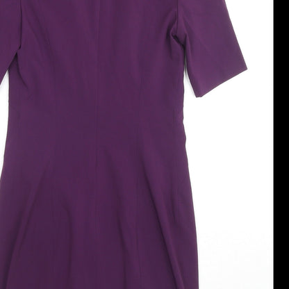 VERO MODA Womens Purple Polyester A-Line Size XS Round Neck Zip - Label Size 160/80A