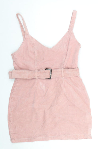 Divided by H&M Womens Pink Cotton Mini Size 12 V-Neck Zip