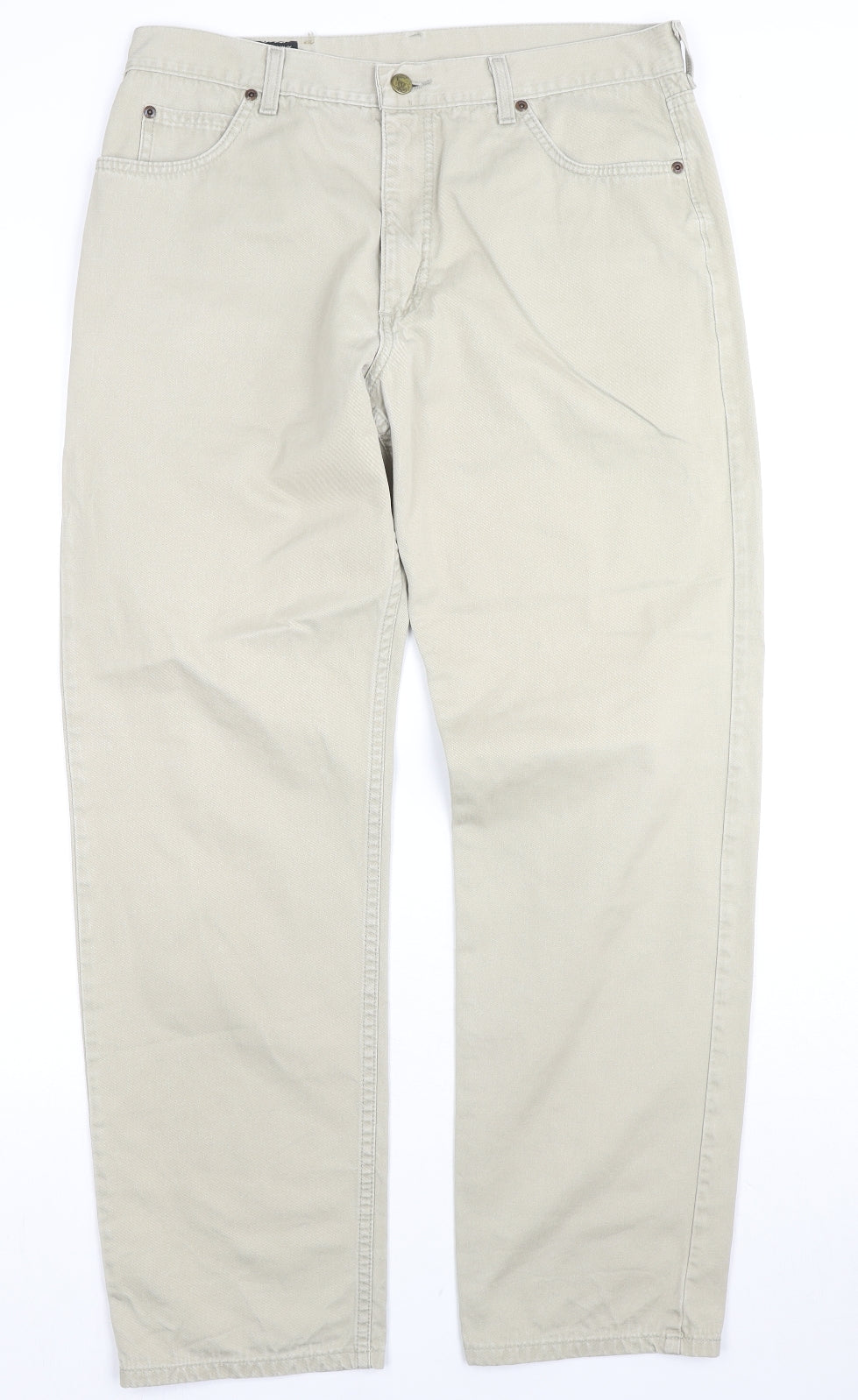 Lee Womens Beige Cotton Straight Jeans Size 34 in L32 in Regular Zip