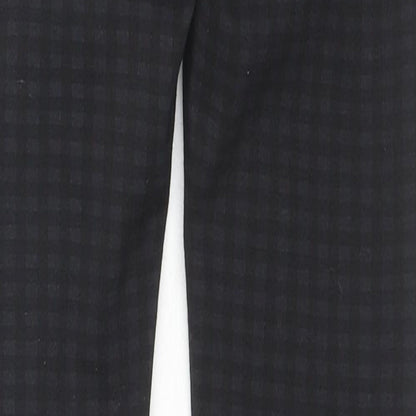 Denim & Co. Womens Black Check Polyester Trousers Size 6 L28 in Regular Zip