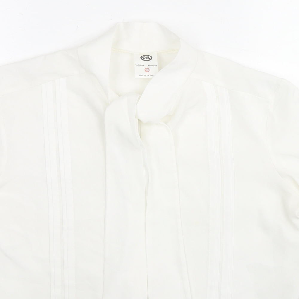 Womens UK Size 16 C&A White Basic Button-Up