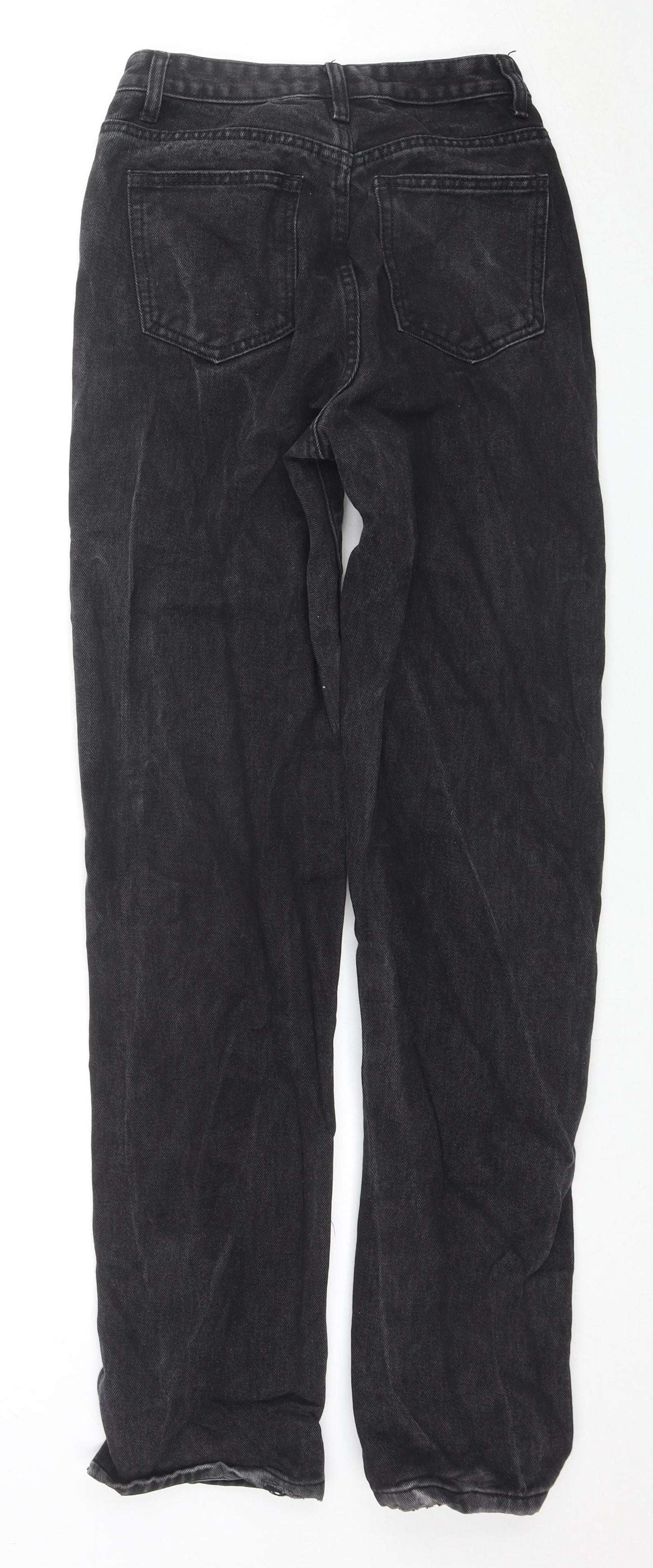 PRETTYLITTLETHING Womens Black Cotton Straight Jeans Size 8 L32 in Regular Zip