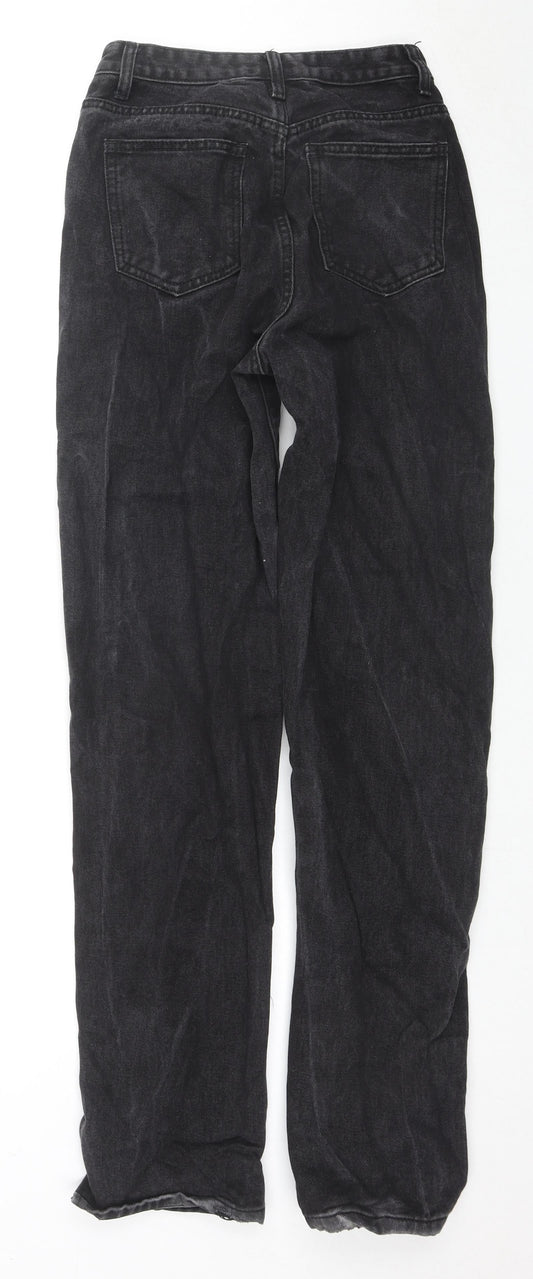 PRETTYLITTLETHING Womens Black Cotton Straight Jeans Size 8 L32 in Regular Zip