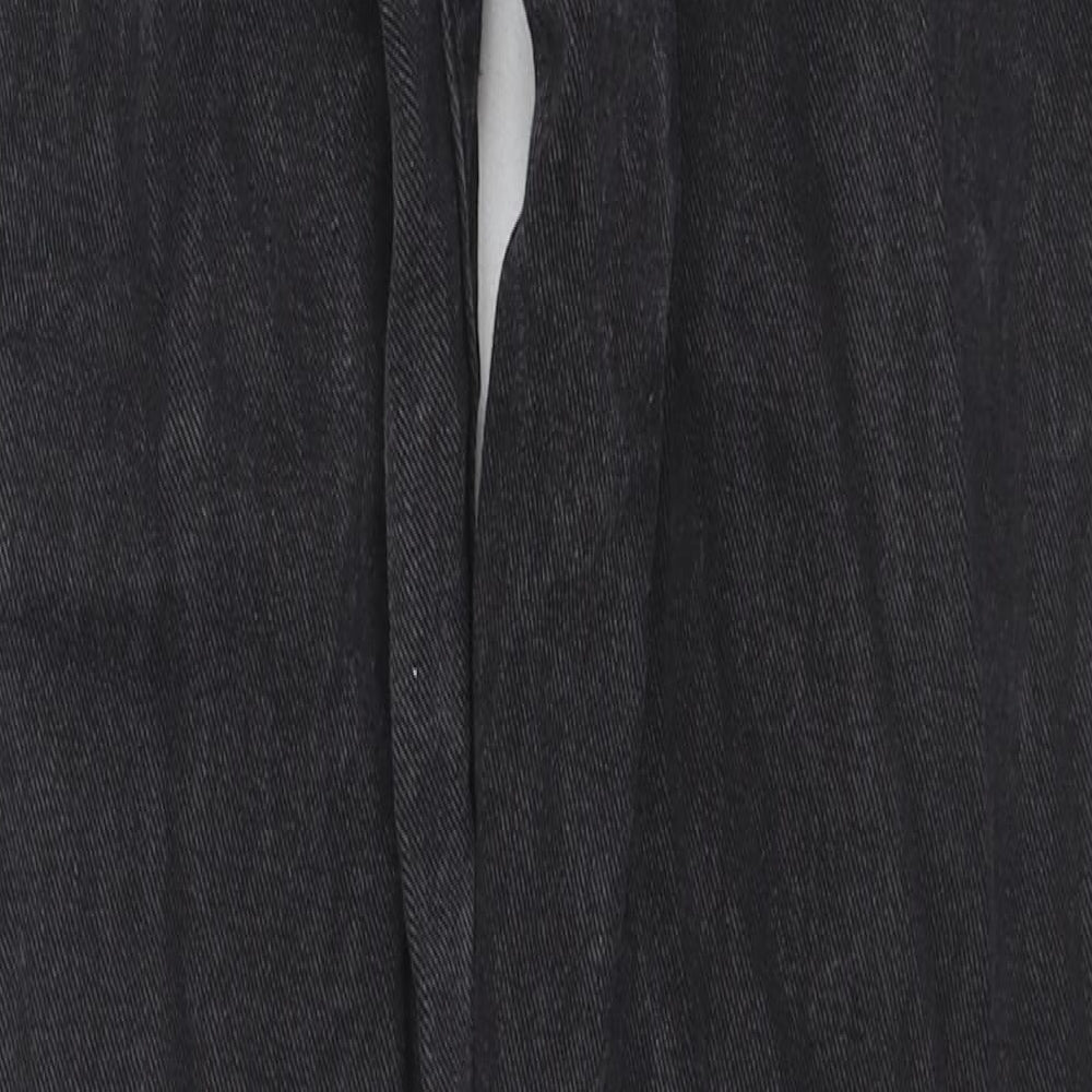 PRETTYLITTLETHING Womens Black Cotton Straight Jeans Size 8 L32 in Regular Zip