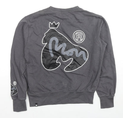 monkey Womens Grey Cotton Pullover Sweatshirt Size S Pullover - Monkey Logo