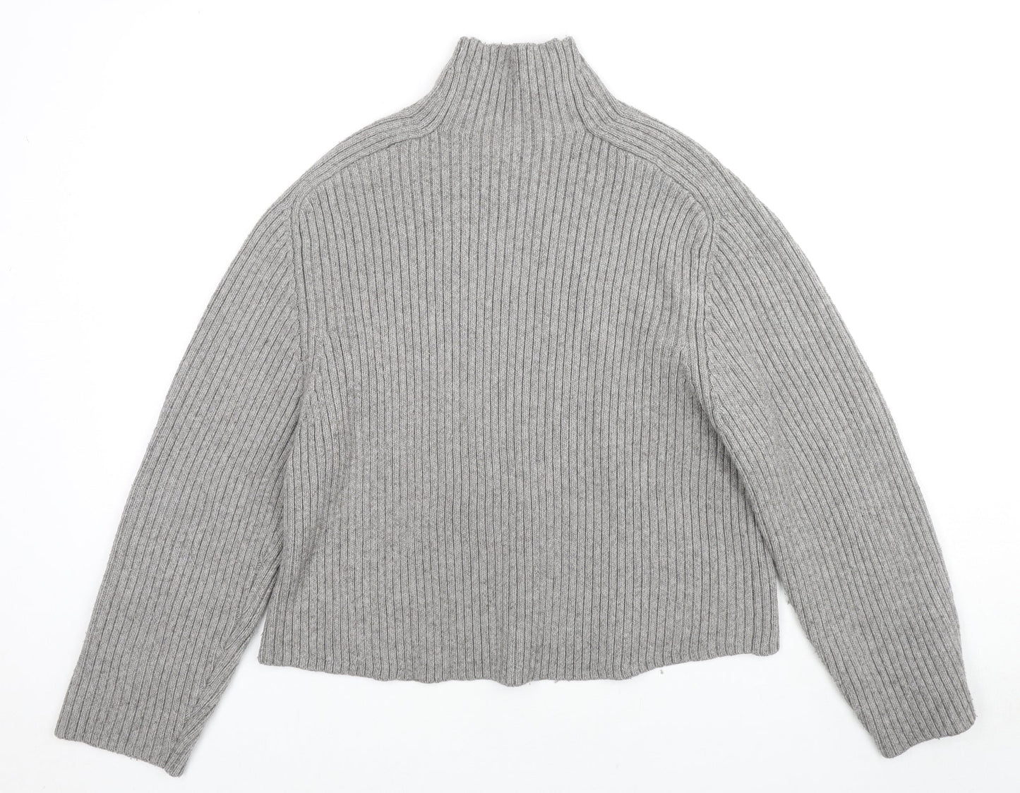 H&M Mens Grey High Neck Polyester Pullover Jumper Size S Long Sleeve