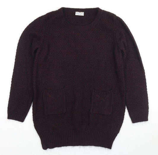 Indigo Womens Purple Round Neck Acrylic Pullover Jumper Size 14