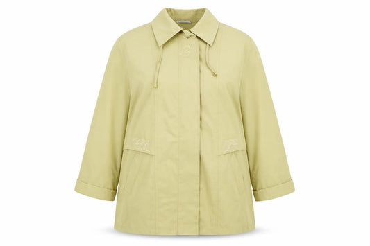 Front view of Canda women’s beige jacket, size XL, button - embroidered