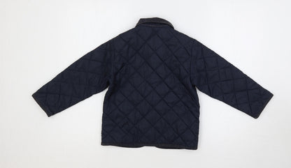 United Colors of Benetton Boys Blue Quilted Jacket Size 4 Years Snap