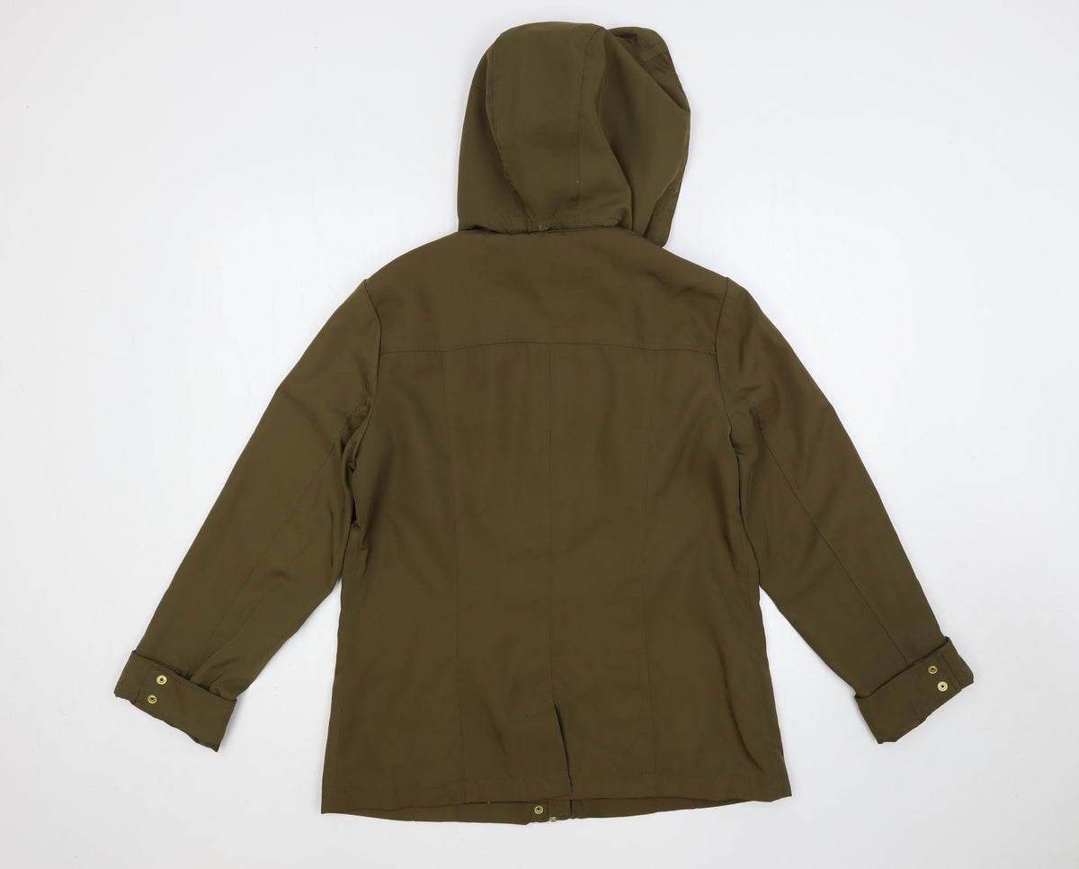 Clasic Womens Green Jacket Size 12 Zip - Hooded