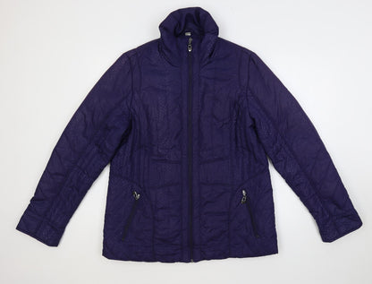 David Parry Womens Blue Animal Print Jacket Size 14 Zip - Zipped Pockets