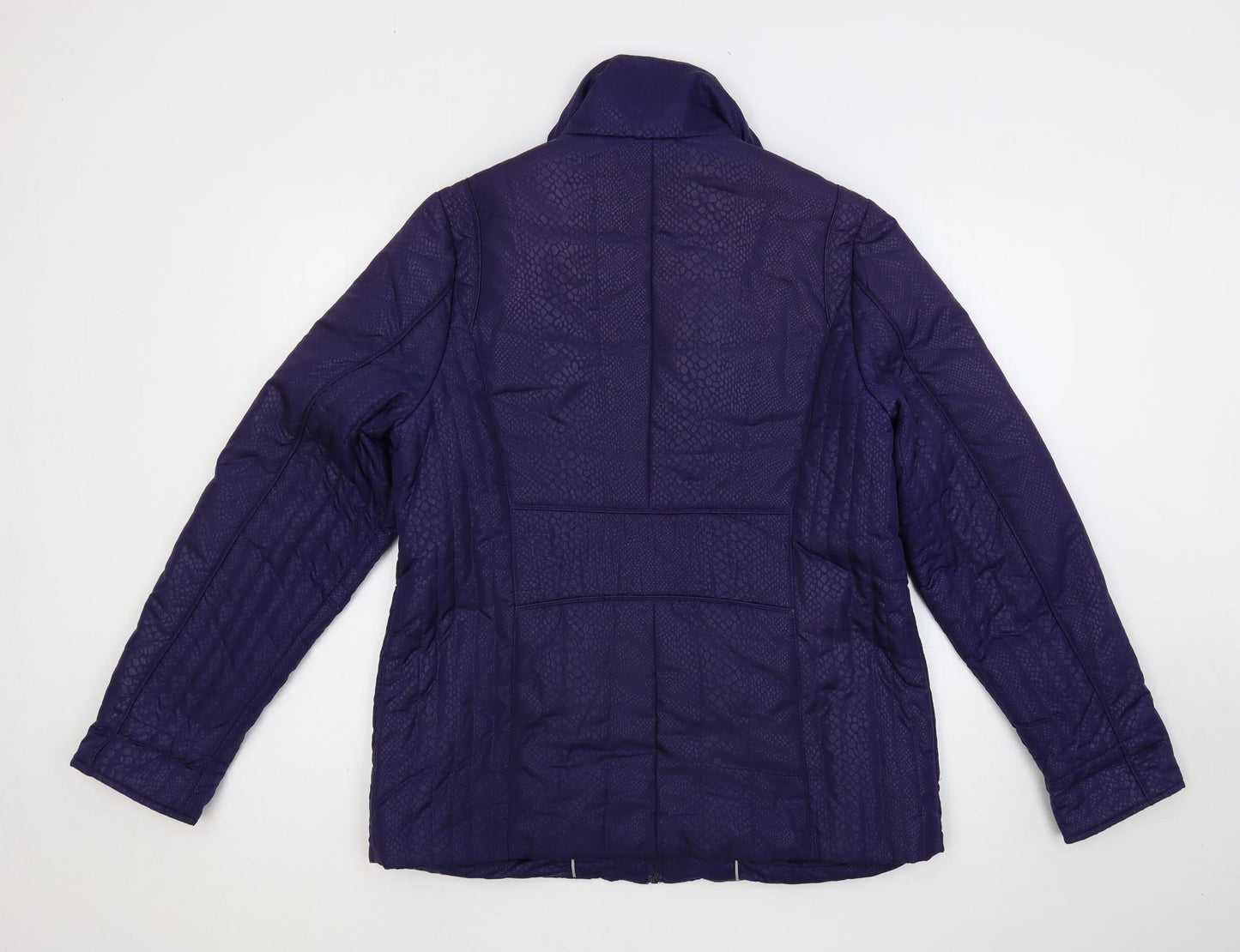 David Parry Womens Blue Animal Print Jacket Size 14 Zip - Zipped Pockets