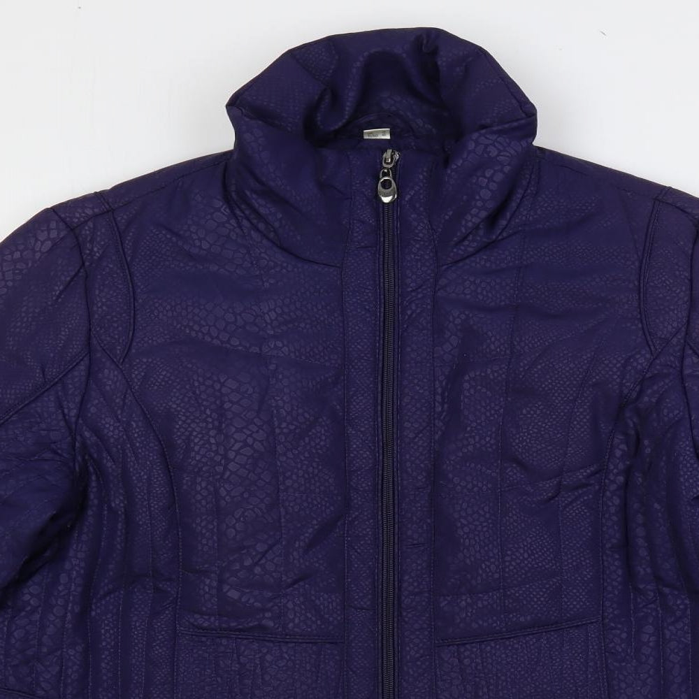 David Parry Womens Blue Animal Print Jacket Size 14 Zip - Zipped Pockets