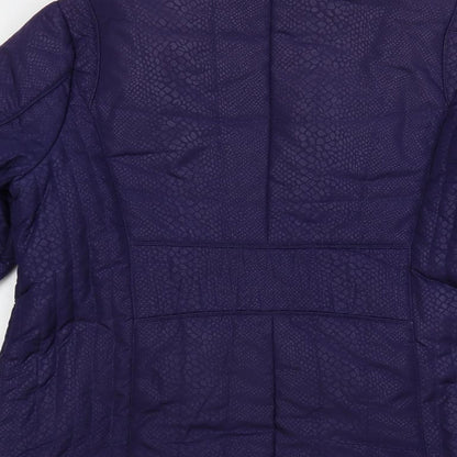 David Parry Womens Blue Animal Print Jacket Size 14 Zip - Zipped Pockets