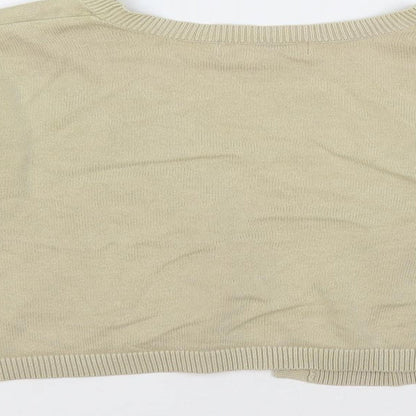 RJR.John Rocha Womens Beige V-Neck Cotton Cardigan Jumper Size 14 - Open