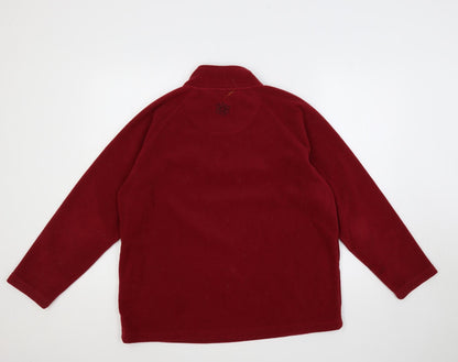 Dash Womens Red Geometric Polyester Pullover Sweatshirt Size 12 Zip - Embroidered