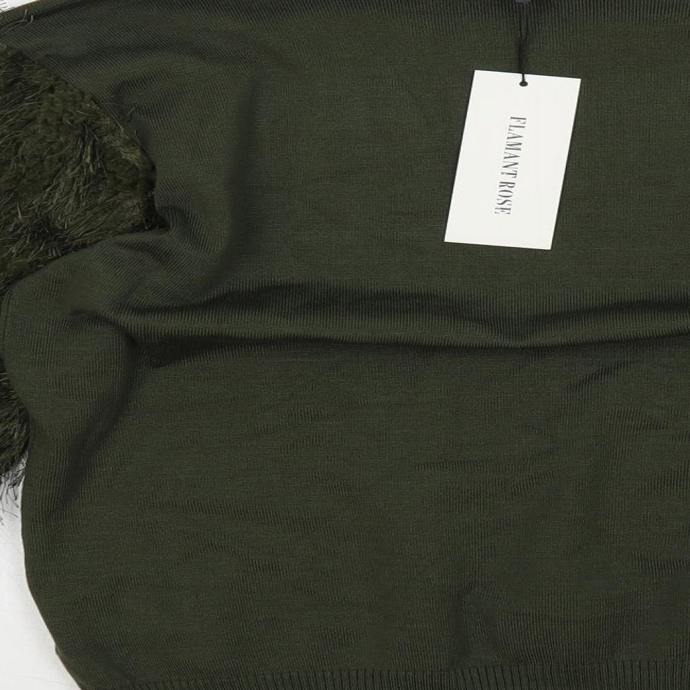 Flamant Rose Womens Green Crew Neck Viscose Pullover Jumper Size S - Sleeve Detail