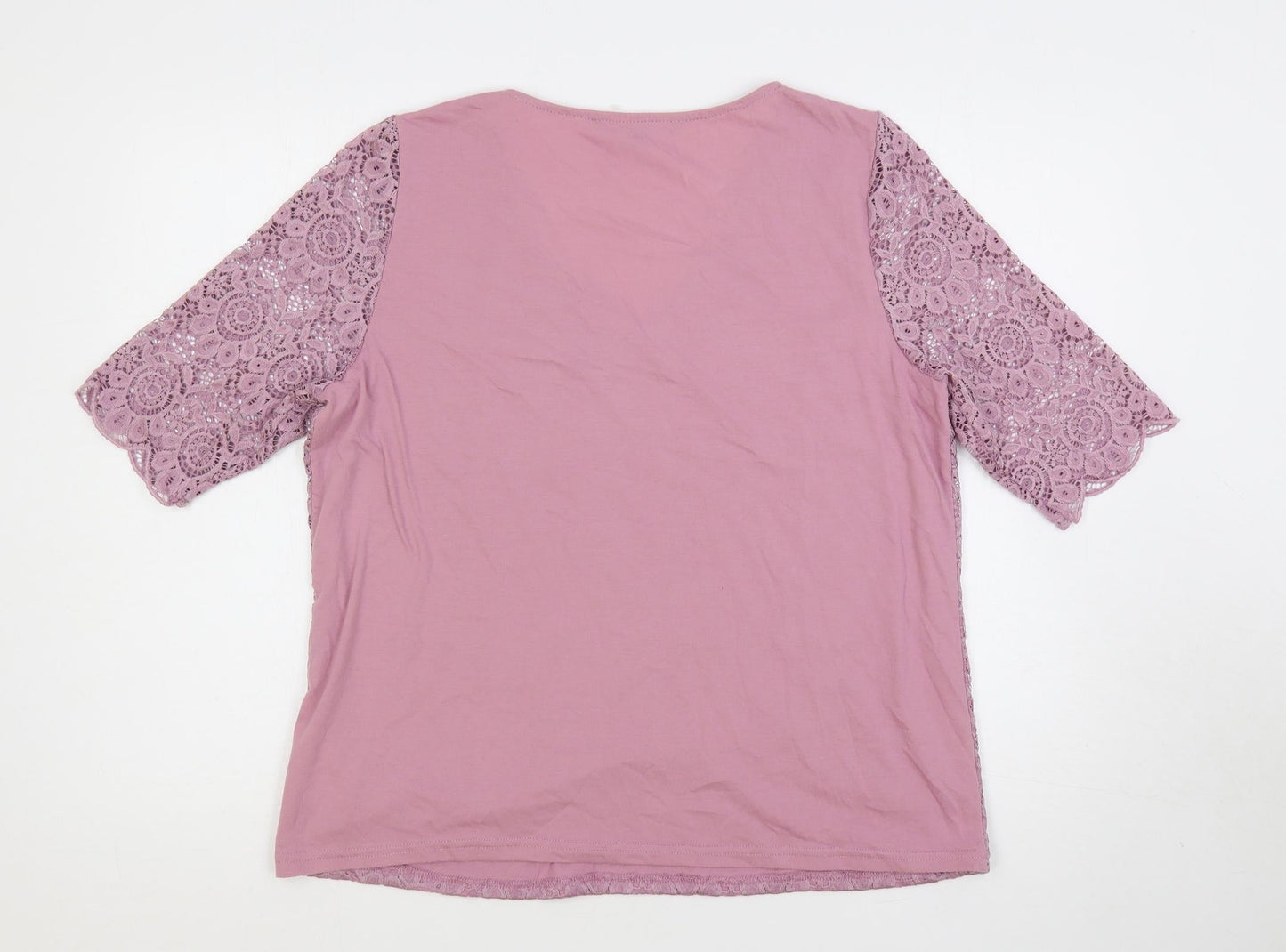 Bonmarché Womens Purple Polyester Basic Blouse Size 16 V-Neck