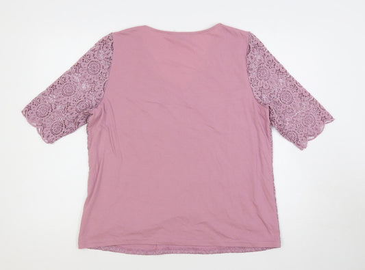 Bonmarché Womens Purple Polyester Basic Blouse Size 16 V-Neck