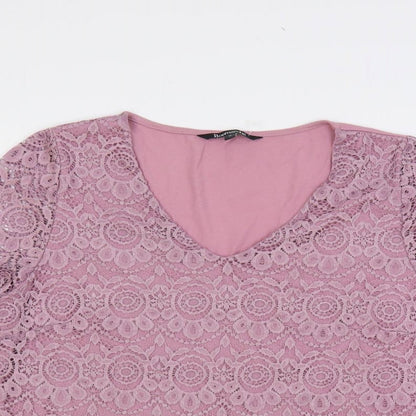 Bonmarché Womens Purple Polyester Basic Blouse Size 16 V-Neck