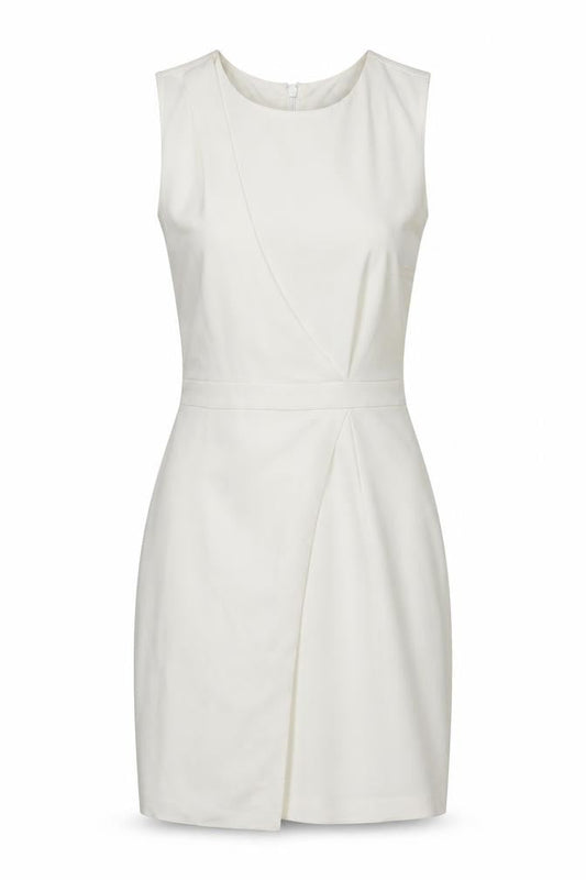 Topshop Womens Ivory Polyester Pencil Dress Size 8 Boat Neck Zip - Draped Detail