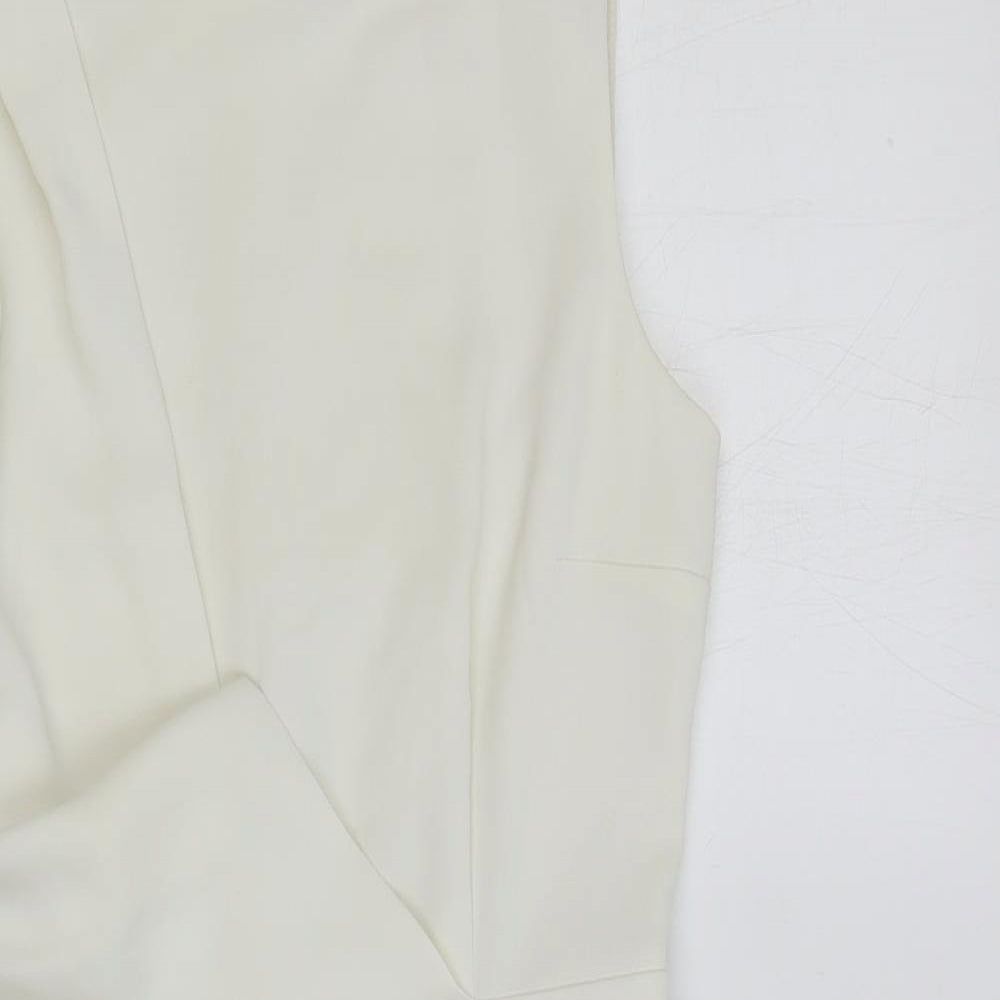 Topshop Womens Ivory Polyester Pencil Dress Size 8 Boat Neck Zip - Draped Detail