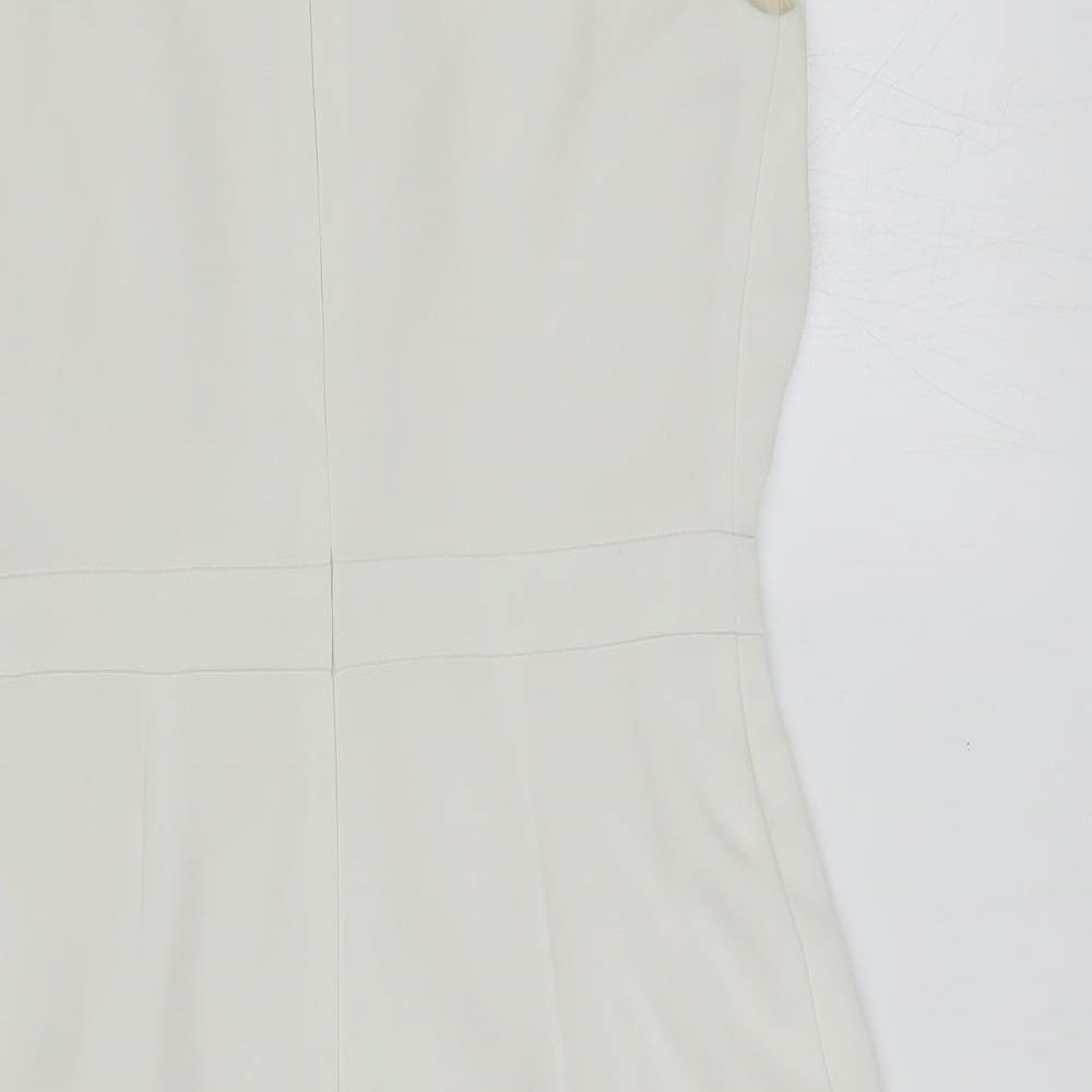 Topshop Womens Ivory Polyester Pencil Dress Size 8 Boat Neck Zip - Draped Detail