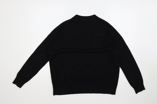 Marks and Spencer Womens Black V-Neck Acrylic Pullover Jumper Size M
