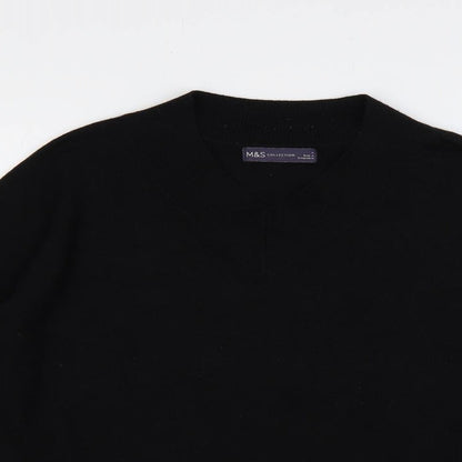 Marks and Spencer Womens Black V-Neck Acrylic Pullover Jumper Size M