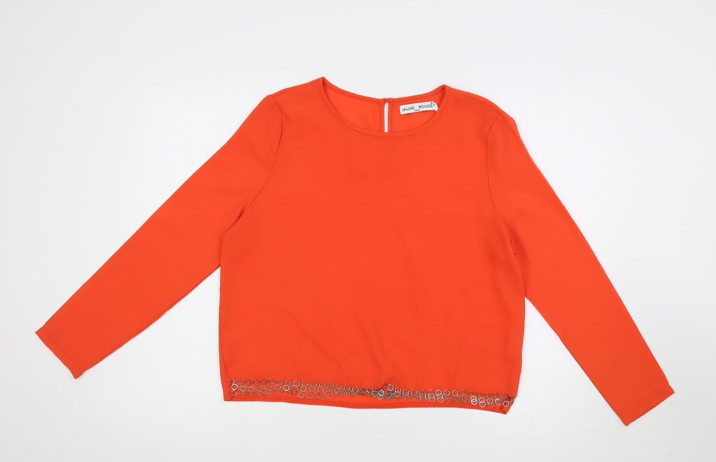 Womens UK Size S Jaune Rouge Orange Basic Blouse