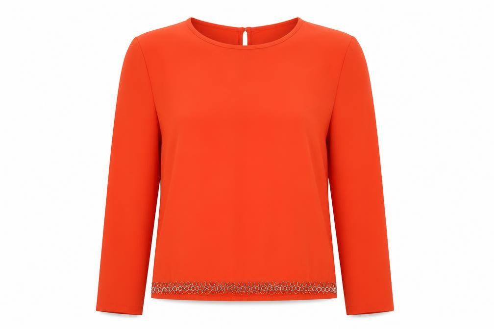 Womens UK Size S Jaune Rouge Orange Basic Blouse