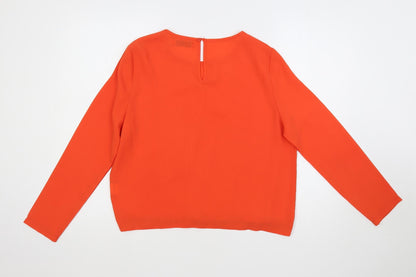 Womens UK Size S Jaune Rouge Orange Basic Blouse