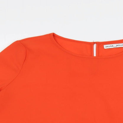 Womens UK Size S Jaune Rouge Orange Basic Blouse