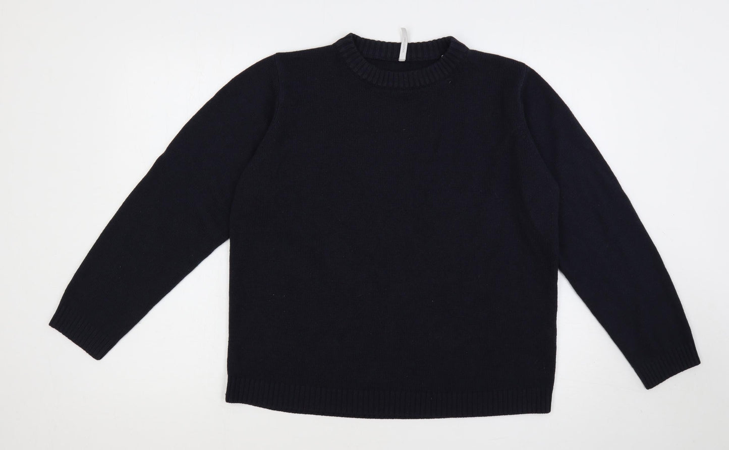 Anthology Womens Blue Crew Neck Acrylic Pullover Jumper Size 16