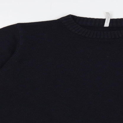 Anthology Womens Blue Crew Neck Acrylic Pullover Jumper Size 16