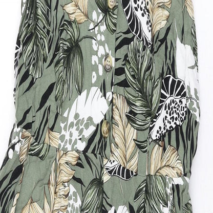 Dorothy Perkins Womens Green Floral Polyester Jumpsuit One-Piece Size 6 Button