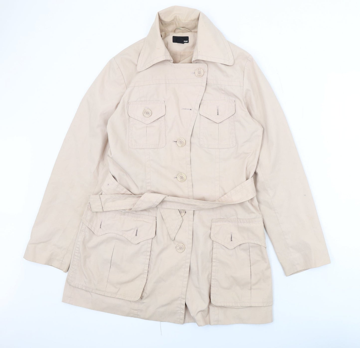 Womens UK Size 14 H&M Beige Trench Coat