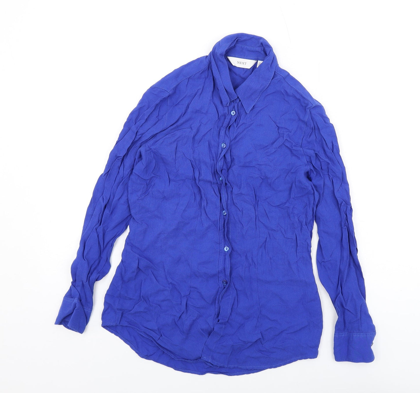 Womens UK Size 10 NEXT Blue Basic Button-Up