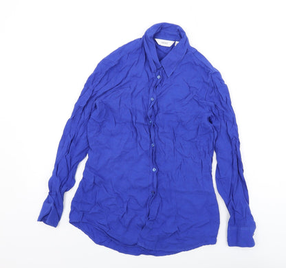 Womens UK Size 10 NEXT Blue Basic Button-Up