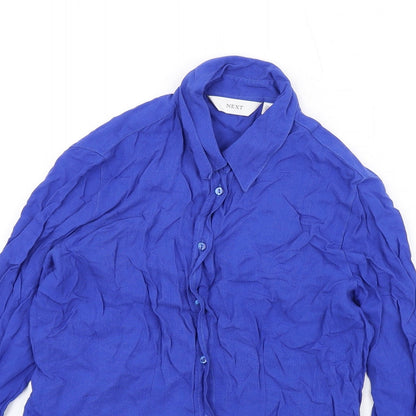 Womens UK Size 10 NEXT Blue Basic Button-Up