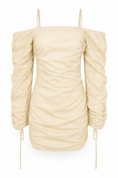 PRETTYLITTLETHING Womens Beige Nylon Bodycon Size 8 Square Neck Zip