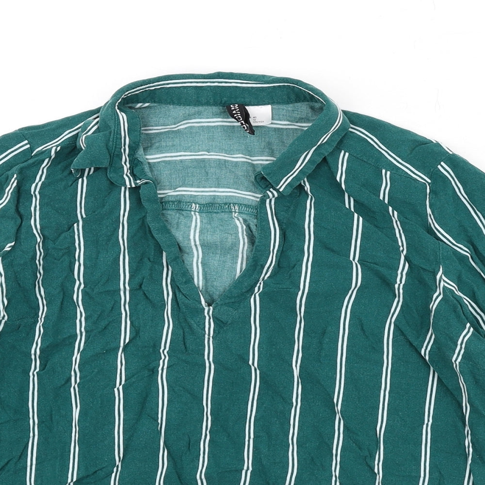 Womens UK Size 12 Divided Green Basic Blouse