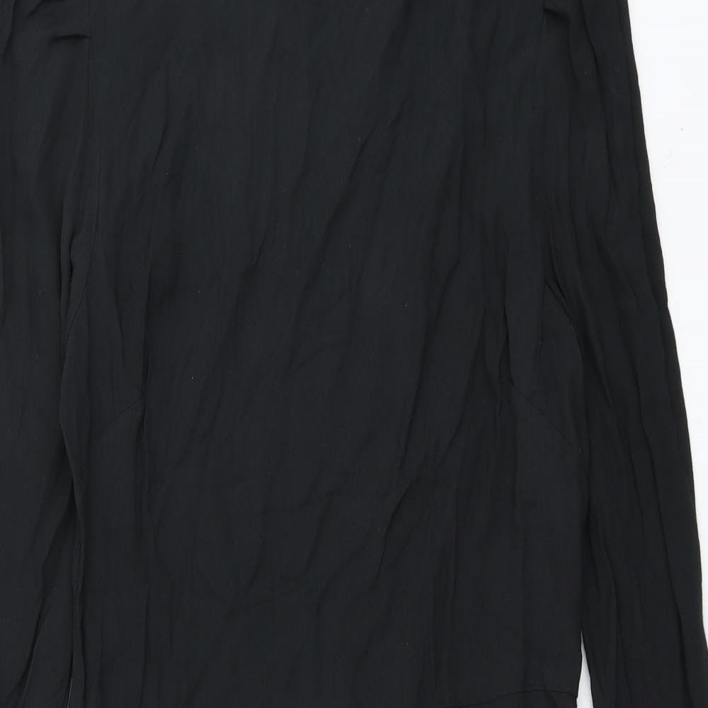 Marks and Spencer Womens Black Viscose A-Line Size 6 Round Neck Zip