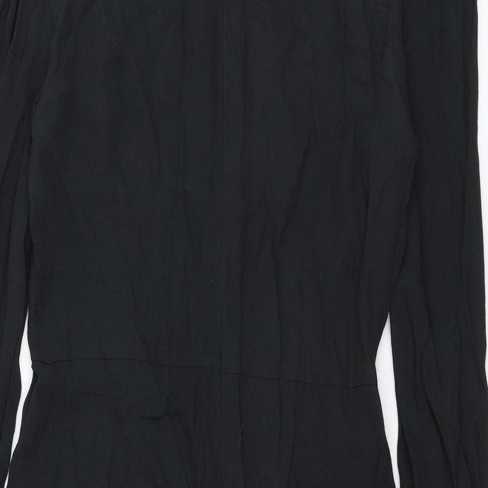 Marks and Spencer Womens Black Viscose A-Line Size 6 Round Neck Zip