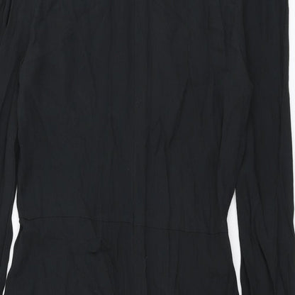 Marks and Spencer Womens Black Viscose A-Line Size 6 Round Neck Zip