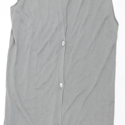 Zara Womens Grey Cotton Maxi Size M V-Neck Button