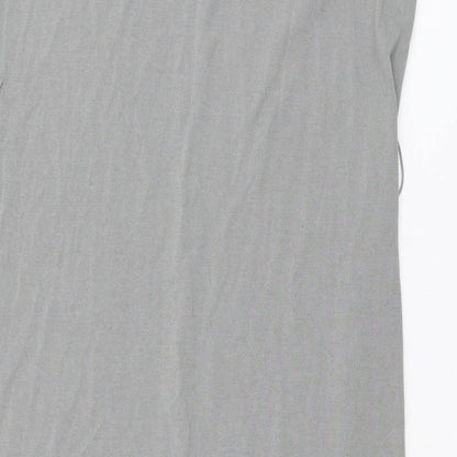 Zara Womens Grey Cotton Maxi Size M V-Neck Button